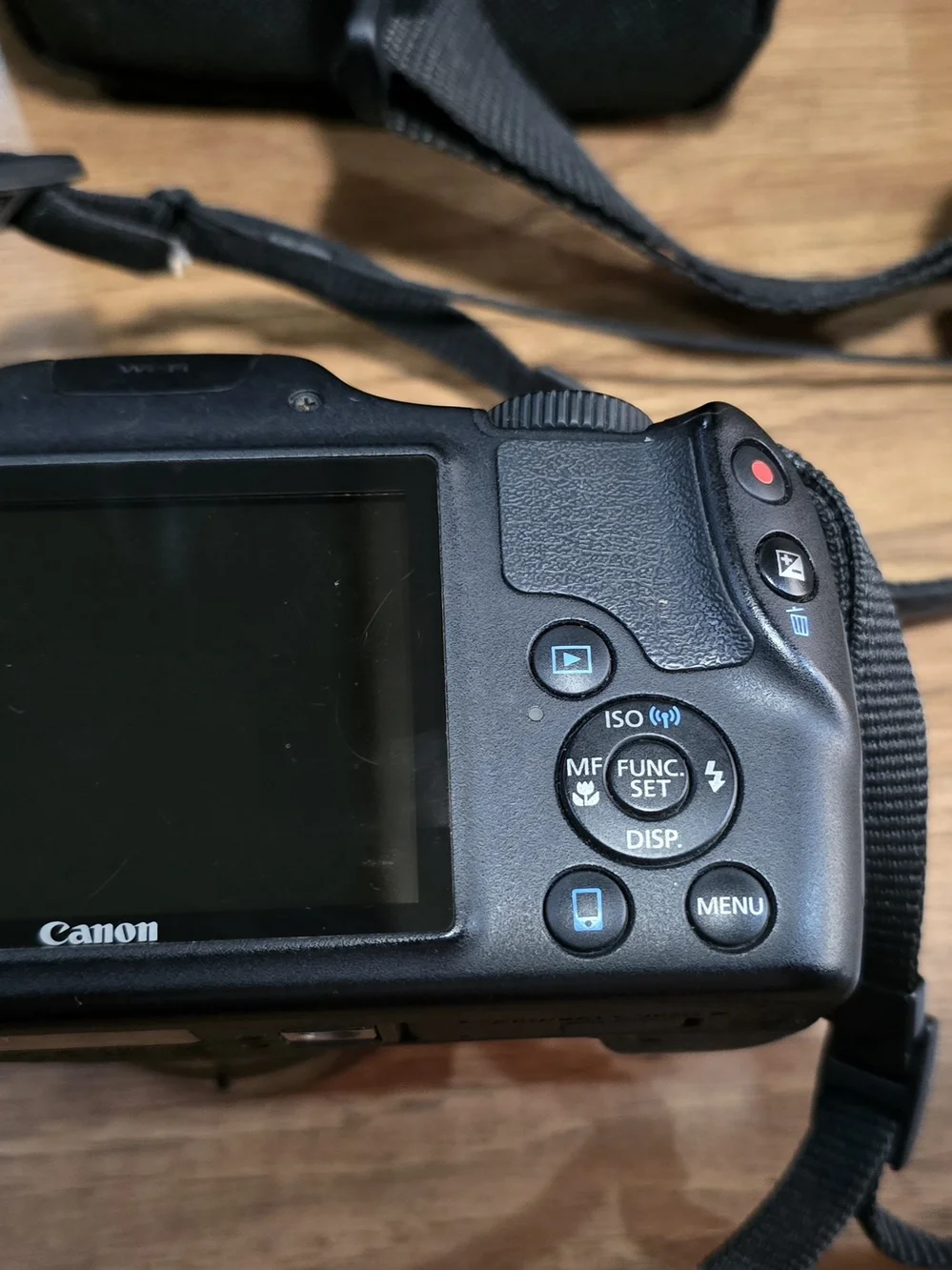 Canon Black Compact Bridge Camera with Strap and Accessories